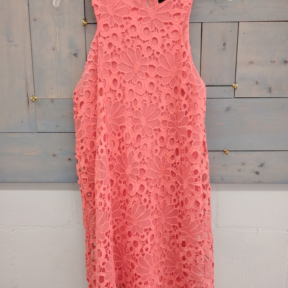 Elegant Coral Lace Dress